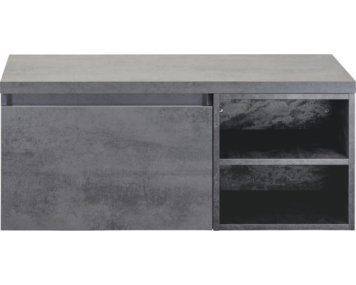 Waschbeckenunterschrank Sanox Frozen 43x100x45 cm mit Waschtischplatte und Regal beton anthrazit