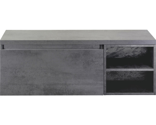 Waschbeckenunterschrank Sanox Frozen 43x120x45 cm mit Waschtischplatte und Regal beton anthrazit