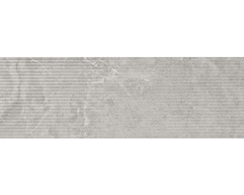 Steingut Dekorfliese Dolomiti Blind ash 30x90 cm grau matt rektifiziert