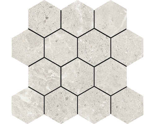 Feinsteinzeugmosaik Dolomiti Hexa bone 29x27 cm beige creme Sechseckiges Mosaik aus Stein