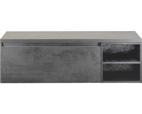 Waschbeckenunterschrank Sanox Frozen 43x140x45 cm mit Waschtischplatte und Regal beton anthrazit
