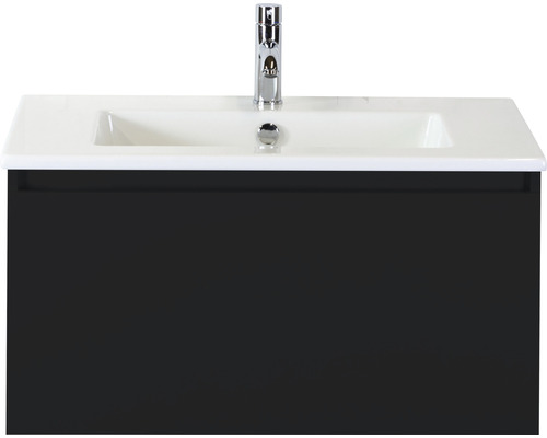 Waschbeckenunterschrank Sanox Frozen 42x81x46 cm mit Keramikwaschbecken schwarz matt Waschbeckenunterschrank Sanox Frozen 42x81x46 cm mit Keramikwaschbecken schwarz matt