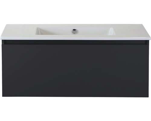 Waschbeckenunterschrank Sanox Frozen 42x101x46 cm mit Keramikwaschbecken ohne Hahnloch schwarz matt Waschbeckenunterschrank Sanox Frozen 42x101x46 cm mit Keramikwaschbecken ohne Hahnloch schwarz matt