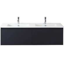 Waschtischunterschrank mit zwei Waschbecken und zwei Armaturen
