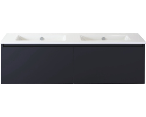 Waschbeckenunterschrank Sanox Frozen 42x141x46 cm mit Doppel-Keramikwaschbecken ohne Hahnloch schwarz matt Waschbeckenunterschrank Sanox Frozen 42x141x46 cm mit Doppel-Keramikwaschbecken ohne Hahnloch schwarz matt