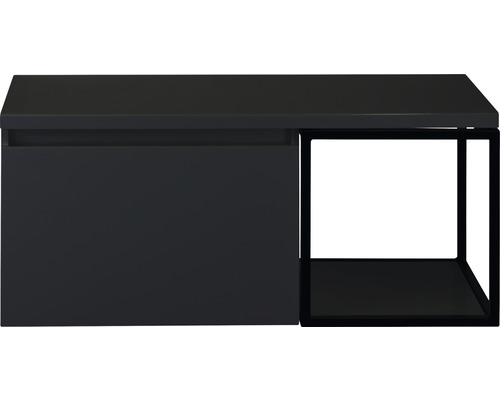 Waschbeckenunterschrank Sanox Frozen 43x100x45 cm mit Waschtischplatte und Metallgestell schwarz matt/schwarz