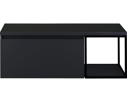 Waschbeckenunterschrank Sanox Frozen 43x120x45 cm mit Waschtischplatte und Metallgestell schwarz matt/schwarz