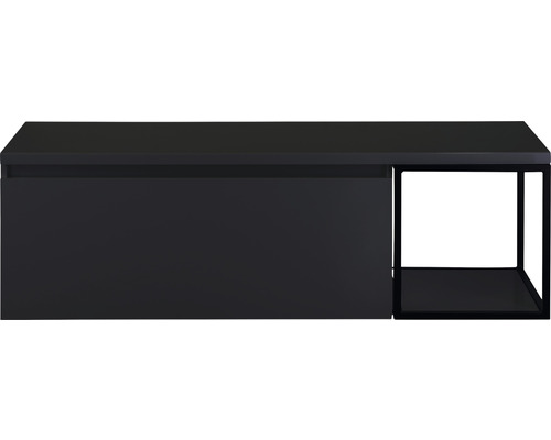 Waschbeckenunterschrank Sanox Frozen 43x140x45 cm mit Waschtischplatte und Metallgestell schwarz matt/schwarz