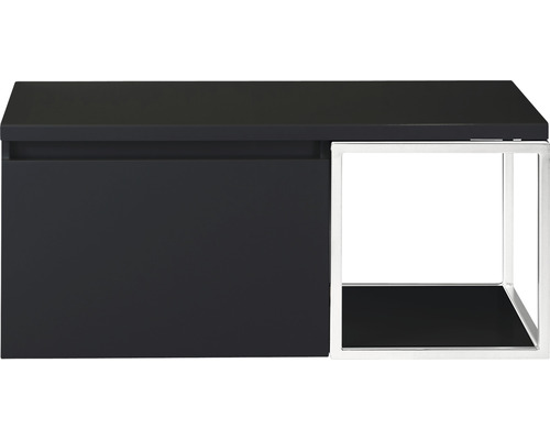 Waschbeckenunterschrank Sanox Frozen 43x100x45 cm mit Waschtischplatte und Metallgestell schwarz matt/weiß