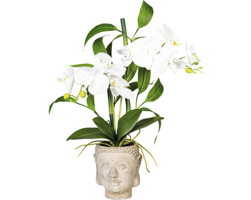 Kunstpflanze Orchideen Bambus Höhe: 60 cm weiß