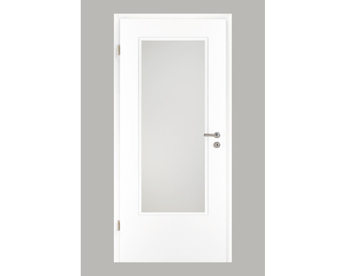 Innentüre Pertura Yori weiß mit Lichtausschnitt (exkl. Glas) 85x203 cm links Weiße Innentür mit Glasausschnitt und Türgriff