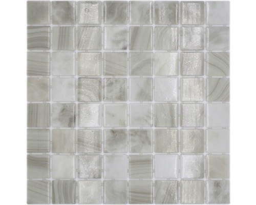 Glasmosaik Nature VP56381PUR 31,6x31,6 cm beige glänzend Mosaikfliese mit quadratischen Steinen