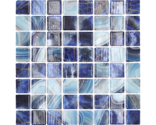 Glasmosaik Nature VP56384PUR 31,6x31,6 cm blau glänzend
