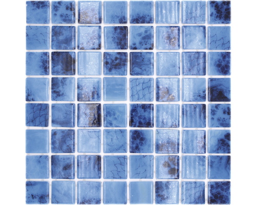 Glasmosaik Nature VP56385PUR 31,6x31,6 cm blau glänzend Quadratisches Mosaikfliesenmuster aus Glas
