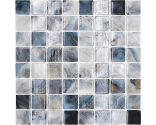 Glasmosaik Nature VP56386PUR 31,6x31,6 cm grau glänzend Mosaikfliese mit Steinoptik