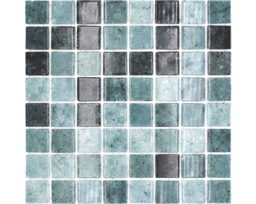 Glasmosaik Nature VP56388PUR 31,6x31,6 cm grün glänzend Mosaikfliese mit quadratischen Elementen