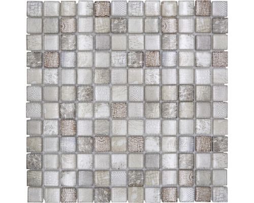 Glasmosaik Wildlife XCM WL34 29,8x29,8 cm beige glänzend Mosaikfliese mit quadratischen Glassteinen