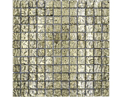 Glasmosaik XCM 8GO3 Quadrat 29,8x29,8cm Crystal Gold wavy Quadratische Mosaikfliese mit unebener Oberfläche für Wand und Boden