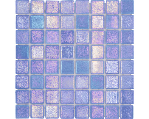 Glasmosaik Shell VP55382PUR 31,6x31,6 cm blau glänzend Mosaikfliese aus Glas mit quadratischen Elementen