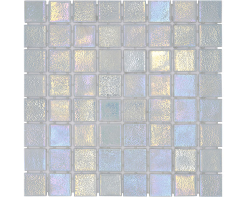 Glasmosaik Shell VP55384PUR 31,6x31,6 cm weiß glänzend Mosaikfliese aus Glas