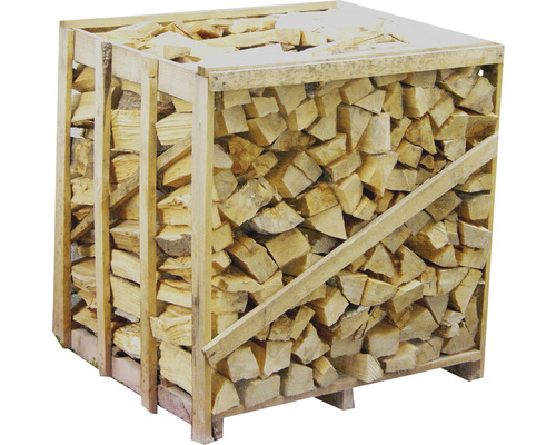 Brennholz Buche halbfrisch 0,9 Raummeter auf Palette Holzpalette gefüllt mit Brennholz