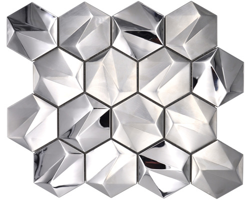 Metallmosaik Urban HXM 40SB 25,7x25,7 cm titan silber glänzend Mosaikfliese aus Metall in Hexagonform