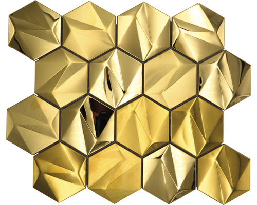 Goldfarbenes Mosaik aus sechseckigen Fliesen