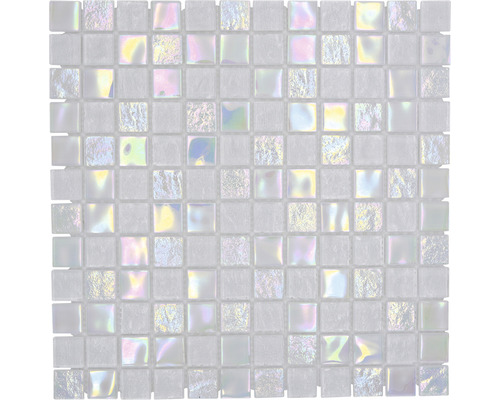 Glasmosaik Resort CM S100 30,4x30,4 cm weiß glänzend
