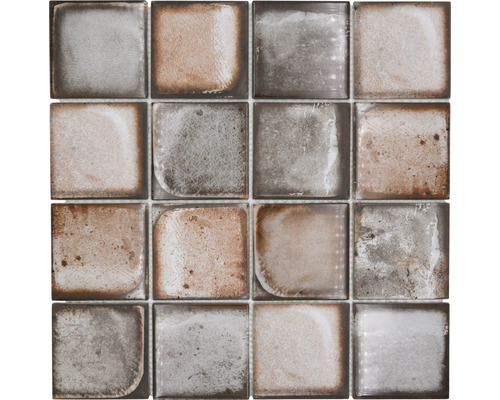 Glasmosaik Planet XCM CS08 29,8x29,8 cm beige glänzend Fliesenmosaik mit quadratischen, mehrfarbigen Steinen