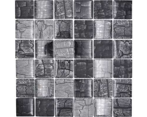 Glasmosaik Jungle XCM PF88 30x30 cm grau glänzend Mosaikfliesen mit Holzoptik