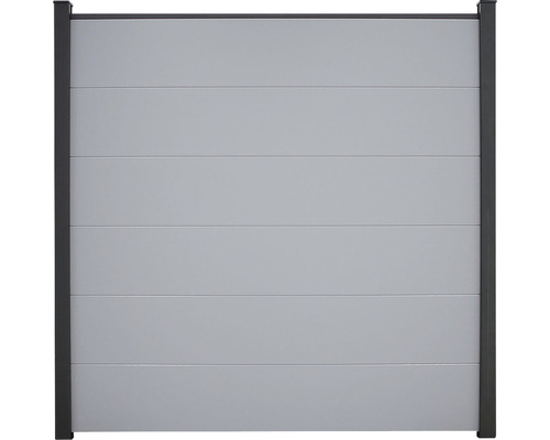 Hauptelement GroJa BasicLine Stecksystem ohne Pfosten 180 x 180 cm silbergrau Zaunelement mit horizontalen Paneelen und Rahmen