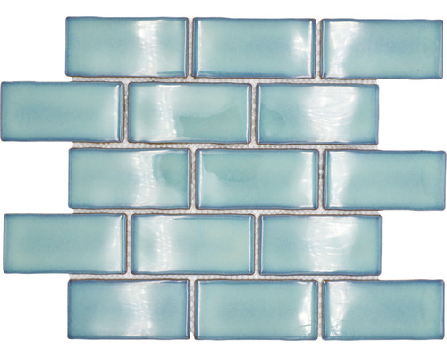 Keramikmosaik Handmade HSS 716 26,5x26,5 cm grün glänzend Mosaikfliese im rechteckigen Format