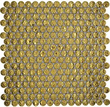 Keramikmosaik Knopf GO86 Knopf 31,5x31cm uni gold gehämmert