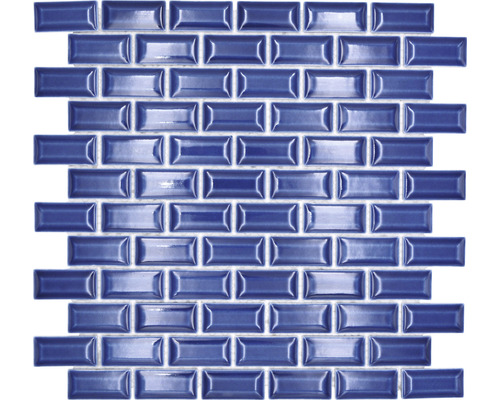 Keramikmosaik CBK 114 Brick Bond Diamond 30x30cm uni kobaltblau Mosaikfliese im Metro-Stil