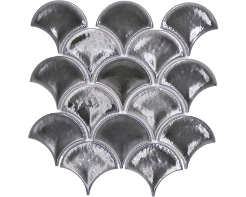 Keramikmosaik Fan FS IC7 25,9x25,9 cm grau glänzend
