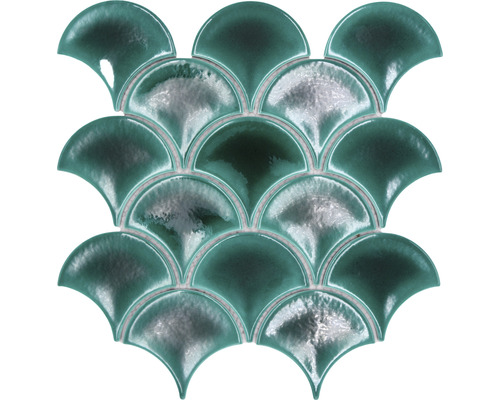 Keramikmosaik Fan FS IC5 25,9x25,9 cm grün glänzend