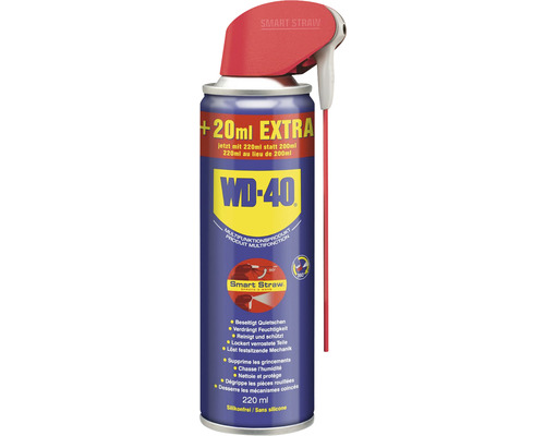 Spray-Öl WD-40 200 ml Smart Straw + 20ml mehr Inhalt WD-40 Multifunktionsprodukt mit Smart Straw Sprühkopf, 220ml