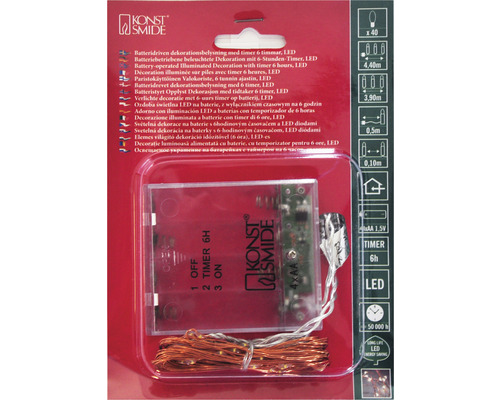 Konstsmide LED Lichterkette mit Batteriebetrieb und Timer für Dekorationen