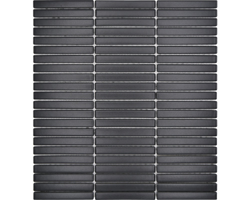 Keramikmosaik Bamboo CG BBM 01 28,2x28,2 cm schwarz matt Mosaikmatte mit schmalen, länglichen Steinen