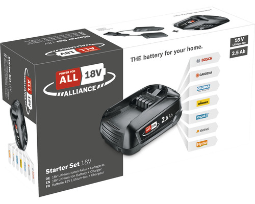 Power for All 18 Volt Akku-Starterset mit Ladegerät und 2,5 Amperestunden Lithium-Ionen Akku