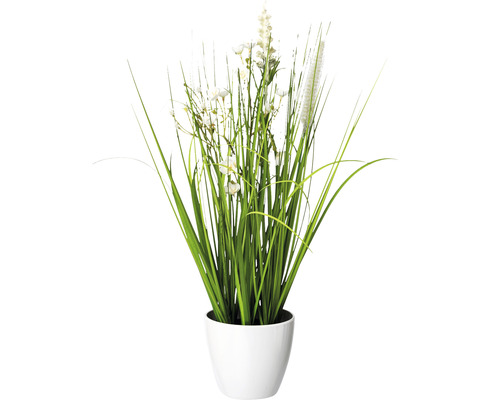 Kunstpflanze Blüten Gras Mix Höhe: 41 cm weiß