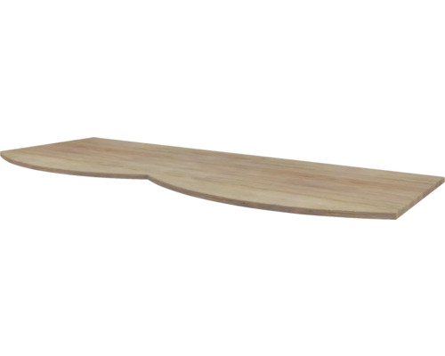 Waschtischplatte Baden Haus Vague 138x51x1,6 cm Tabak Eiche für Doppelwaschtisch Holzregalbrett mit abgerundeten Kanten