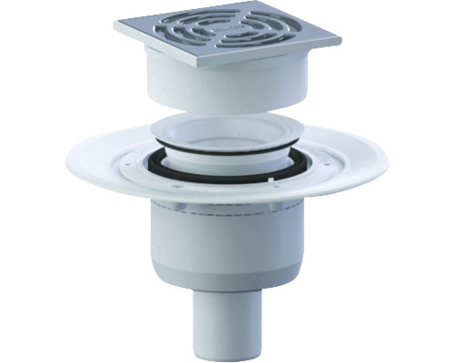 Ablauf swissporBOARD Doccia Punto senkrecht DN 50 100x100 mm Bodenablauf mit quadratischem Rost für den Innenbereich