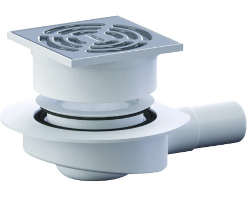 Ablauf swissporBOARD für Duschbodenelement Doccia Punto waagerecht-flach DN 40 100x100 mm Bodenablauf mit Edelstahlrost für Dusche