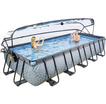Rechteckiger Frame-Pool mit Überdachung und Muster