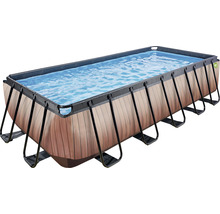 Rechteckiger Pool mit Holzoptik und Stahlrahmen