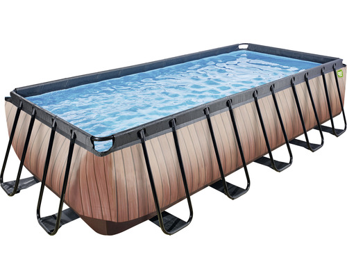 Rechteckiger Pool mit Holzoptik und Stahlrahmen