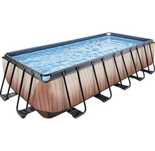 Rechteckiger Framepool mit Holzoptik und Wasser