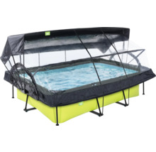 Rechteckiger Swimmingpool mit transparenter Poolabdeckung