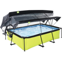 Rechteckiger Pool mit Abdeckung zum Schutz vor Witterungseinflüssen.